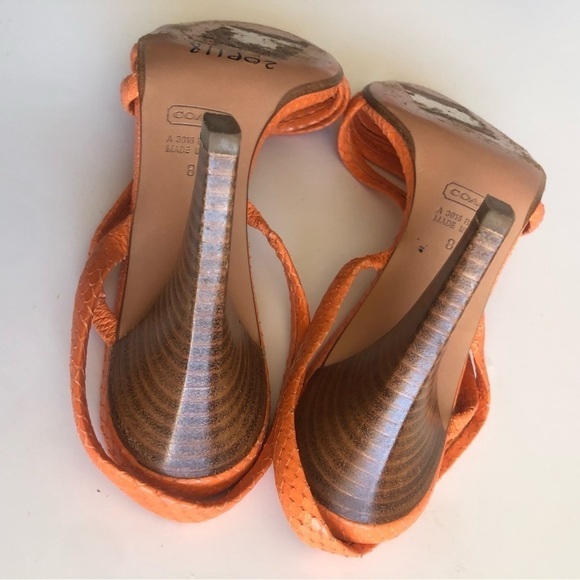 Coach Beatriz Orange Snake Embossed Strappy Sandals - Picture 11 of 15